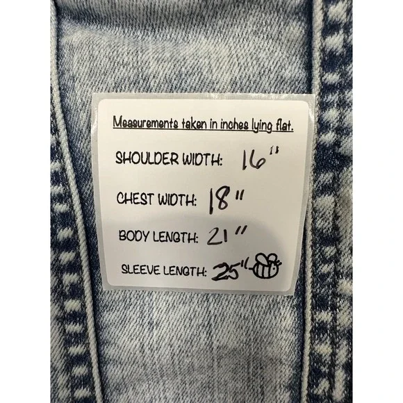 FRAYED Jeans  Denim Jacket Women's Medium Stone/Acid Wash Light Blue Classic‎ - Picture 11 of 12